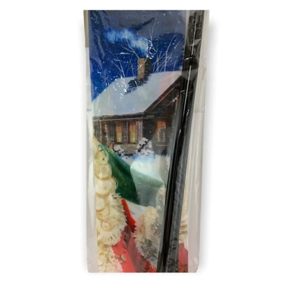 Christmas Santa Flag Banner Garden Flag with Pole Complete Set 11.75 in x 18 in
